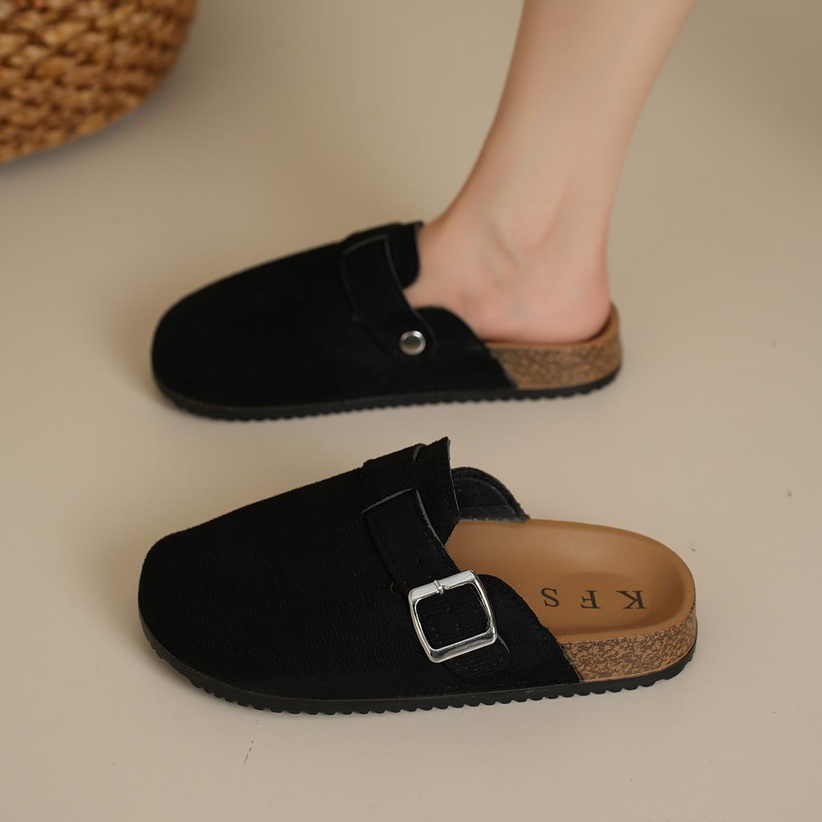 

Трансграничные большие размеры новые сандалии женские летние европейские и американские модные туфли на плоской подошве полуоблегающие повседневные туфли импортного производства 41 чёрный