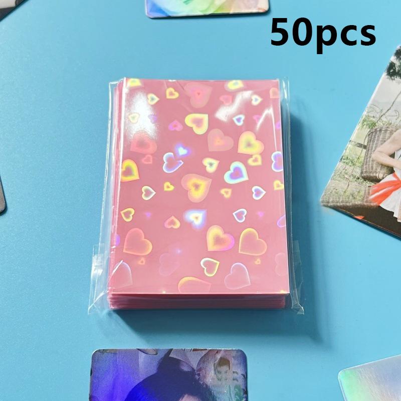 

50 шт. чехлы для карт Kpop держатель для карт Heart Bling держатель для фотокарт пленка для фотокарт протектор для фотокарт защитные фотокарточки 50PCS розовый