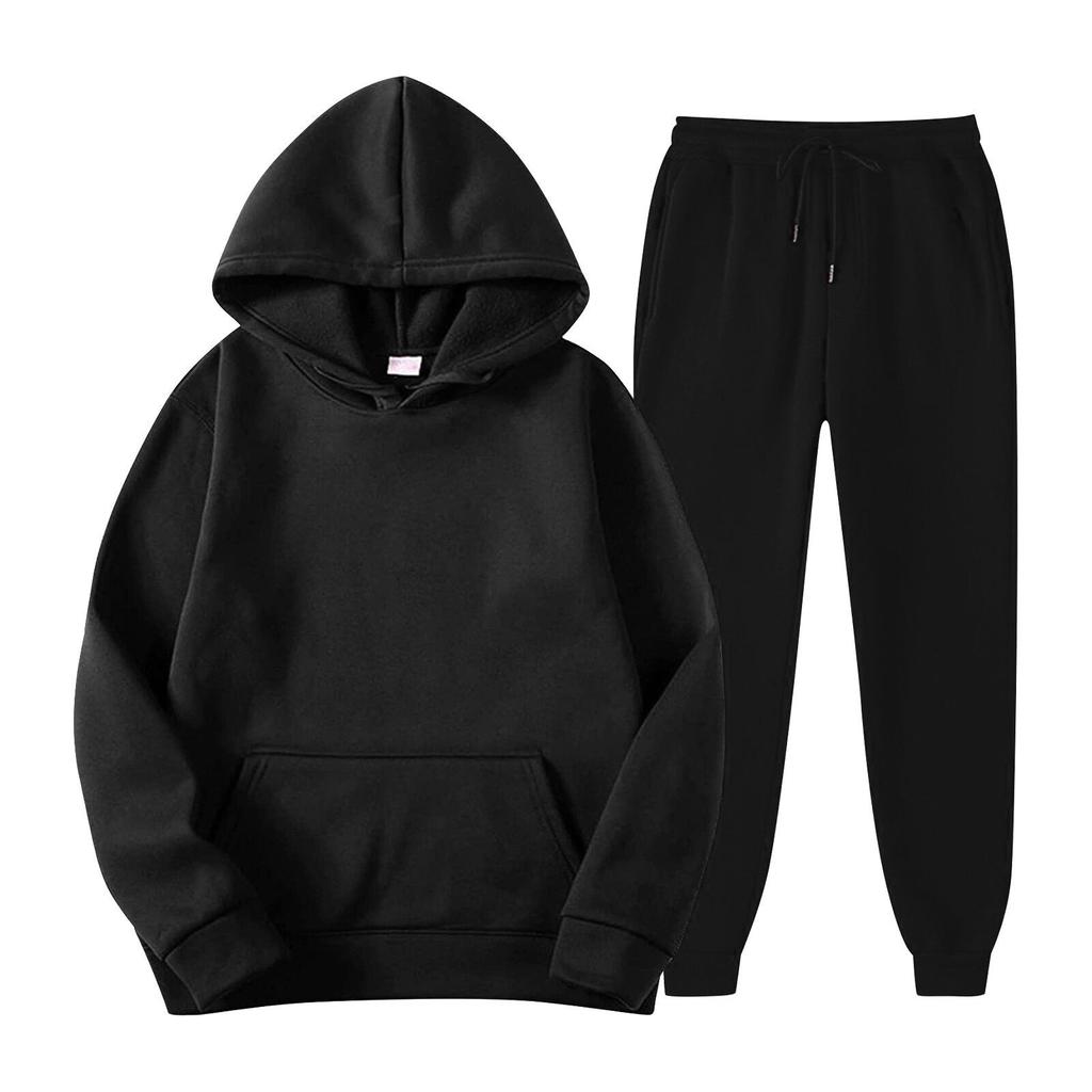 Masculino com capuz esportes agasalho unisex duas peças correndo roupas de manga longa pulôver hoodies moletom + moletom conjunto