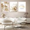 Beige Golden Flower Leaves Canvas Wall Art Nordic Scenery Home Wall Picture Painting Modern Poster and Print Decor Living Room