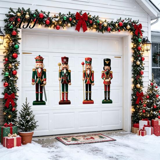 Holiday Party Magnets 4Pcs Christmas Nutcracker Magnetic Decoration for Garage Door, Festive Vintage Soldier Fridge Magnet, Waterproof Dcor