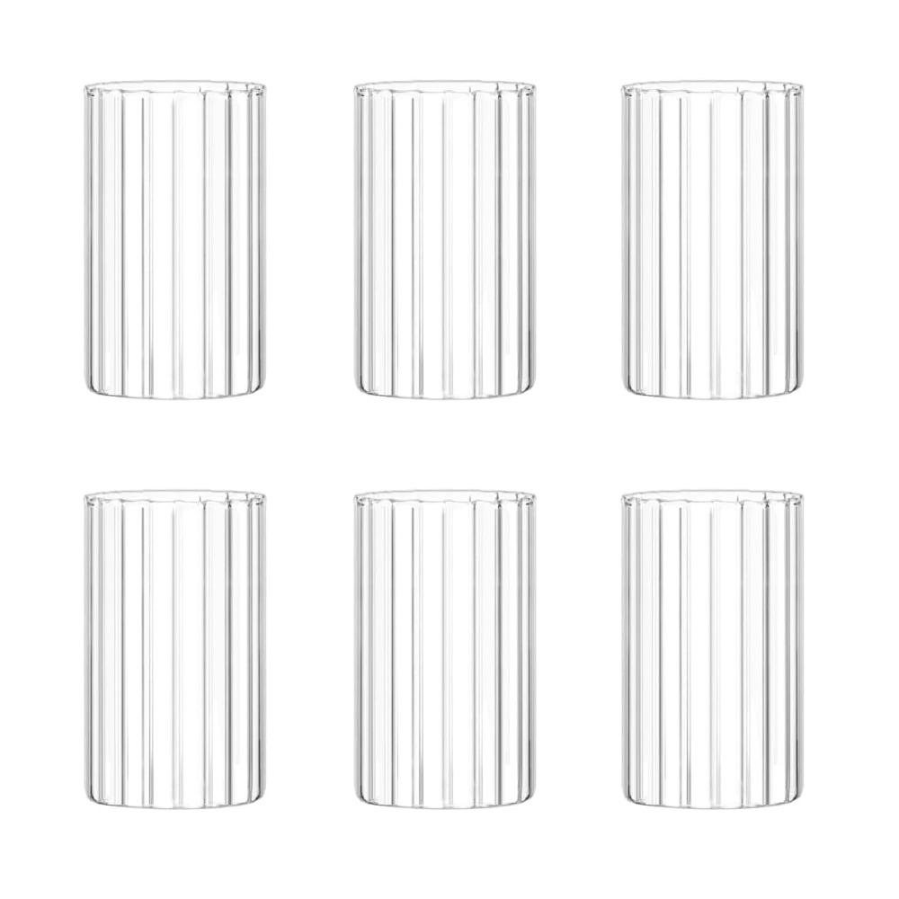 6 шт. Стеклянные цилиндрические вазы для композиций, прозрачные ребристые вазы-бутоньерки для свадебных украшений, цветочные вазы, высокие стеклянные подсвечники-ураганы 6pcs