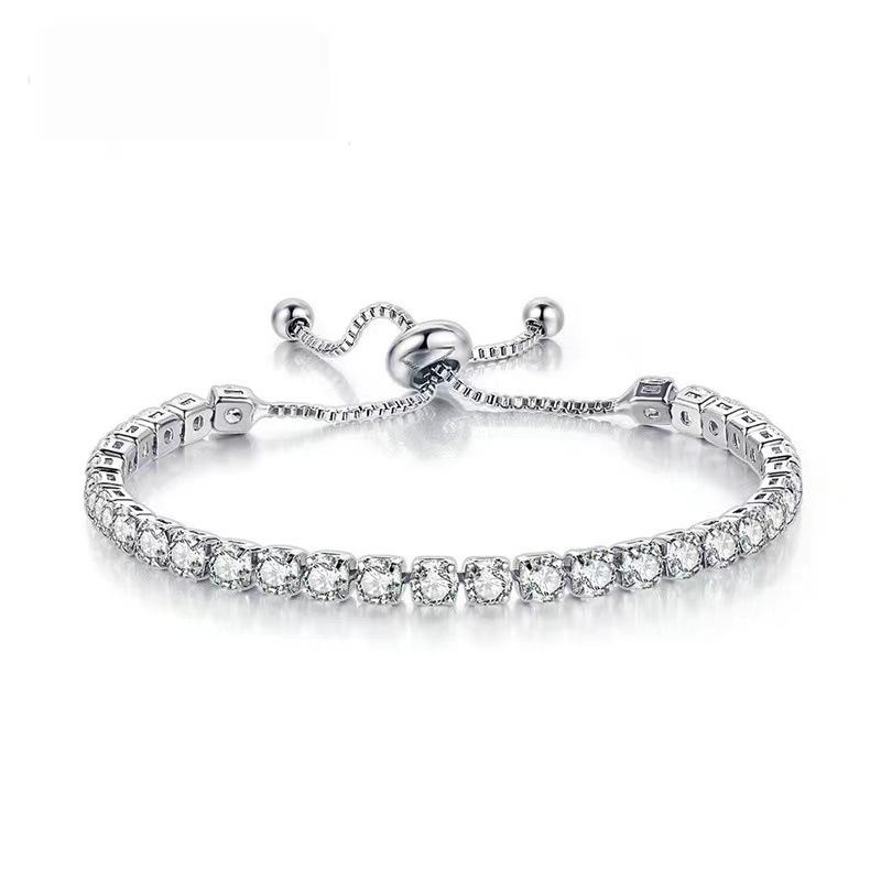 4mm Copper Inlaid Zircon Adjustable Crystal Tennis Bracelet for Women