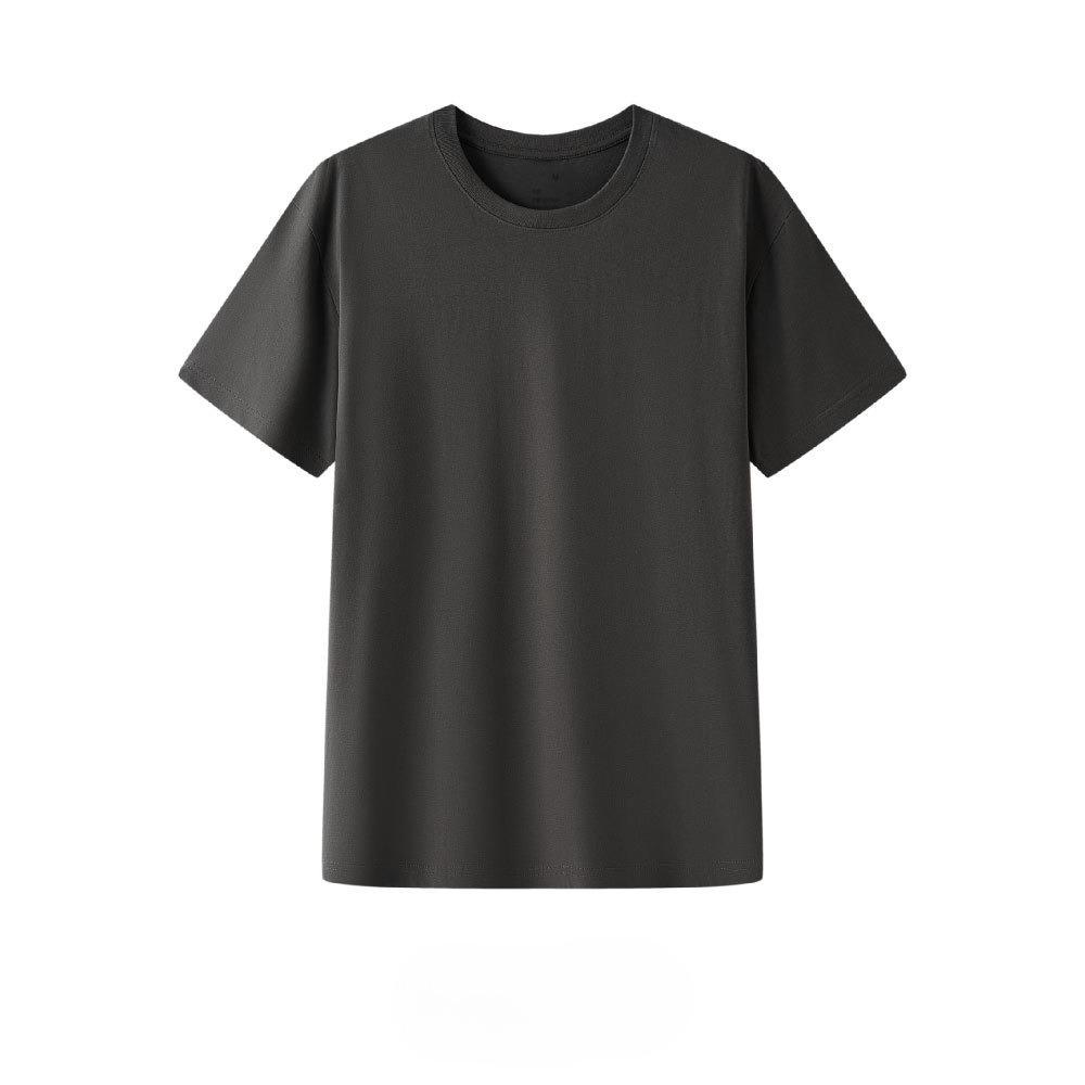 Unisex Round Neck Short Sleeve Loose Fit T-Shirt Casual Solid Color Cotton Tee Top