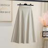 Szykowna spódnica midi A-line ze skóry PU dla kobiet - Kolekcja wiosenno-jesienna 2023 w stylu koreańskim