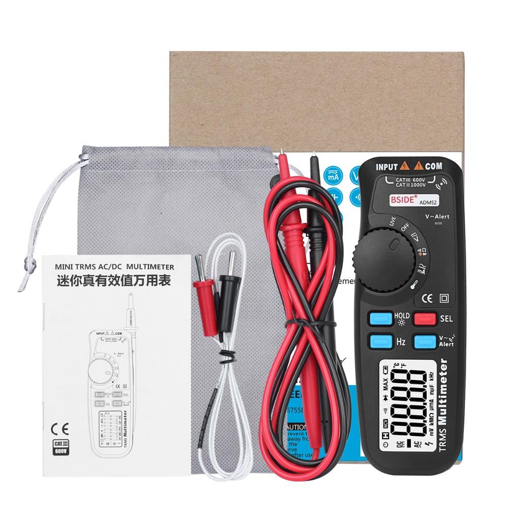 ADM92 Rms Digital  Multimeter Handheld True Auto Range 6000 Counts Trms Tester With Live Wire Check Temp Ncv Hz Ohm Diode