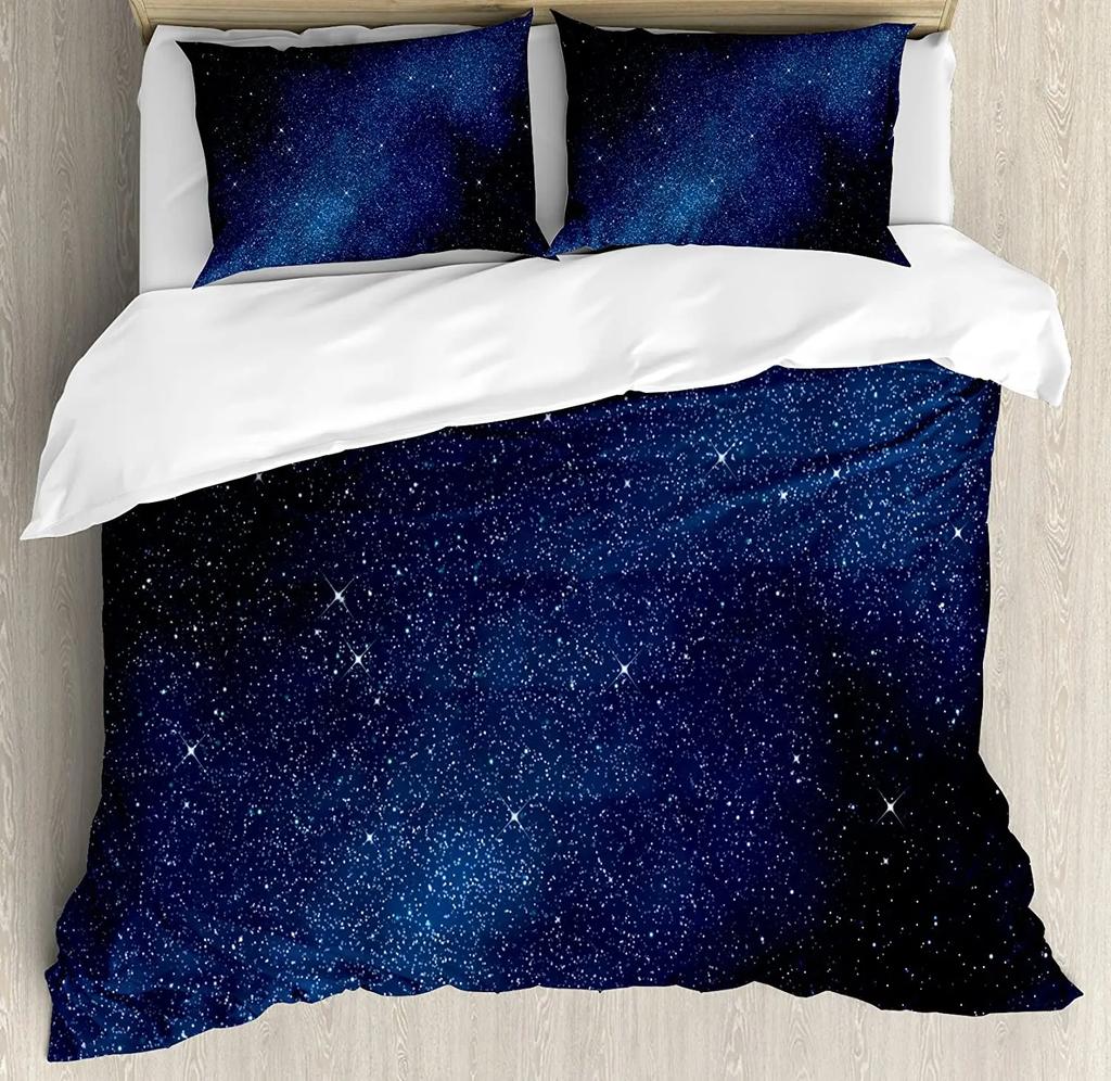 Night Bedding Collection For Bedroom Bed Home Star Filled Dark Sky Vivid Celestial Theme Cosmos Duvet Cover Quilt Cover And Pillowcase