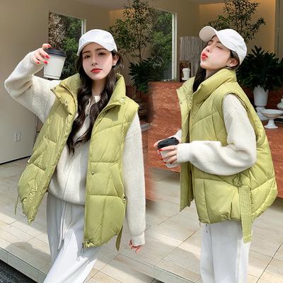 Gilet en coton pour femme, vêtement d'automne et d'hiver, nouveau gilet décontracté ample sans manches, épais et chaud, couleur unie