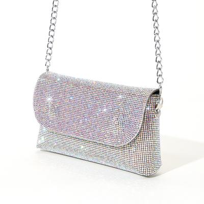 Rhinestone Evening Clutch Bag Sparkling Women Shiny Tote Purse Bags PU Leather Diamond Mini Handbag Female Shoulder Bags