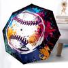 1 Stück Baseball Kunstwerk Abenteuer Automatisches Öffnen/Schließen, 8-Rippen Eisenrahmen, Kompakter Faltbarer Niedlicher Regenschirm Ganzjahres-Tragbarer Regenschirm für Reisen 014