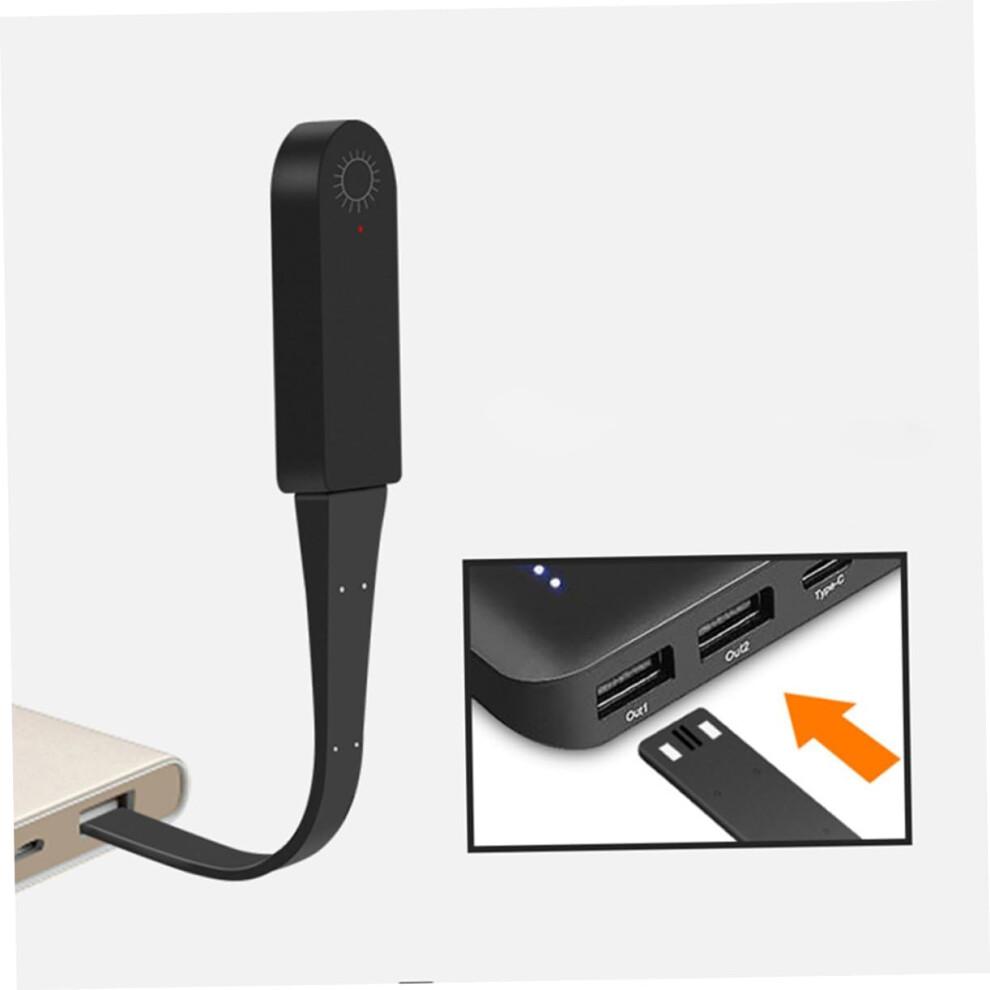 Reading Lamp Clip Touch Dimming USB Power Book Light with 360 Flexible Neck, Black, 20x2.6x0.98cm