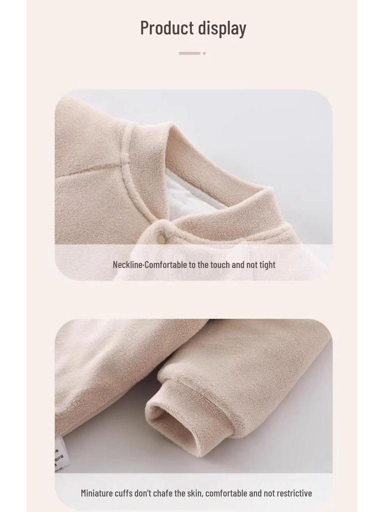 Jingqi Fleece-Lined Cotton Baby Jumpsuit for Autumn/Winter