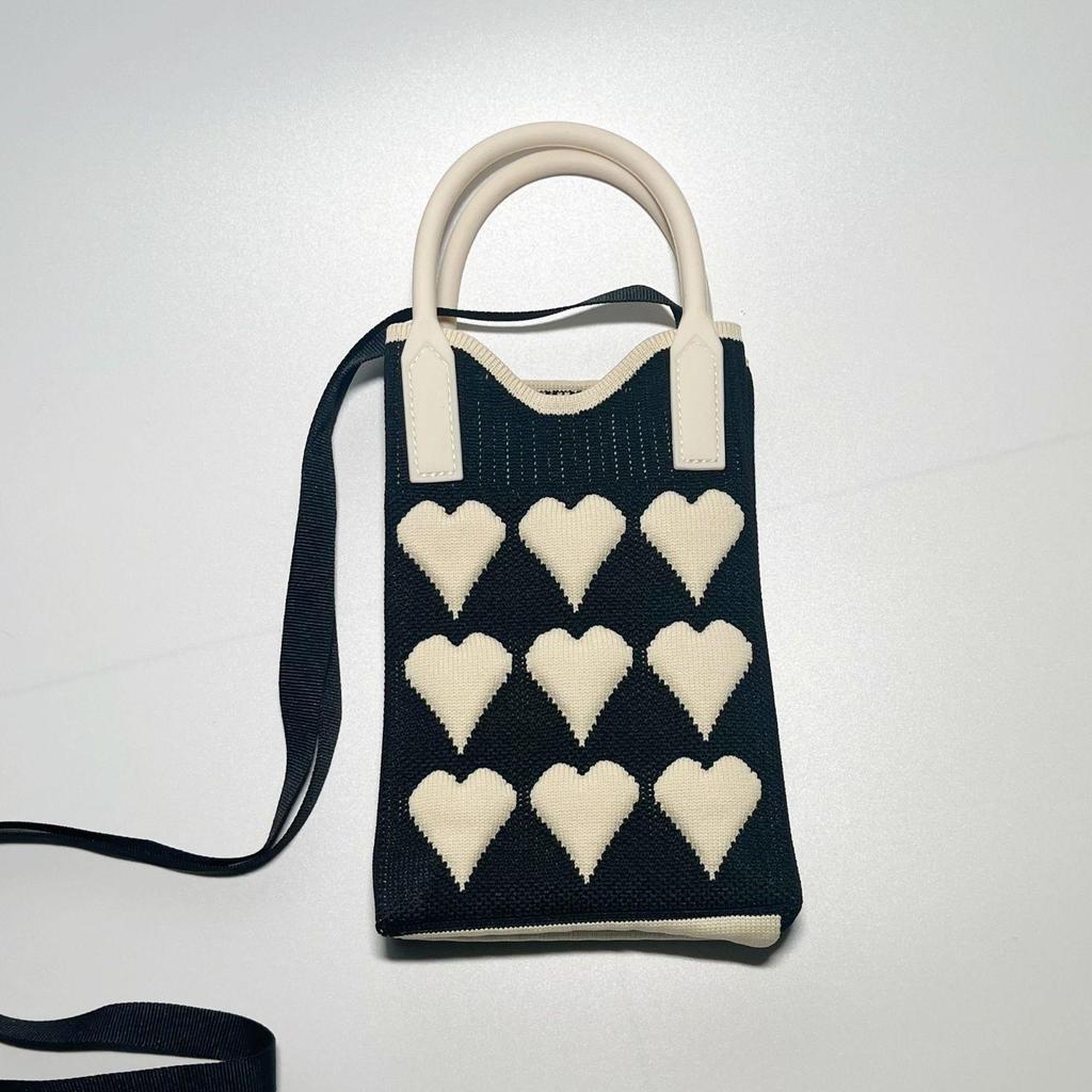Plaid Cartoon Women's Crossbody Mini Bag: Cute, Lightweight, Knitted Phone Holder for Parent-Child Matching (2024)