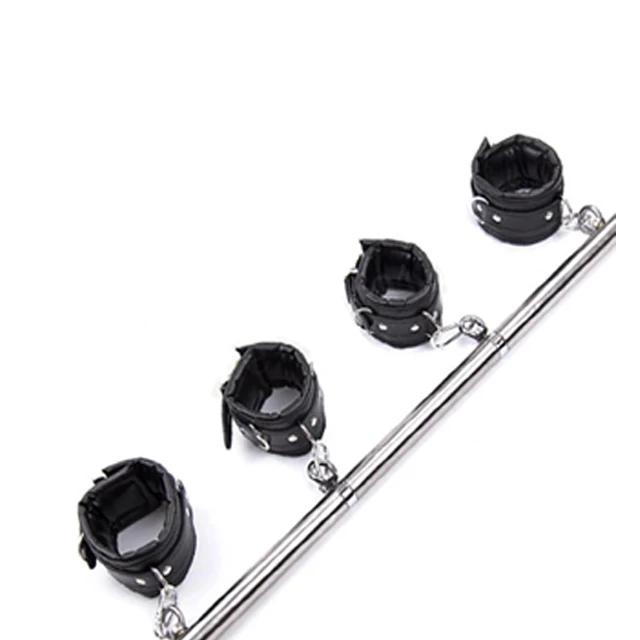 Stainless Steel Adjustable Open Leg Bar Handcuffs Ankle Cuffs Lockable Bondage Set Sex Slave Restraints Dog Collar Sex Toys