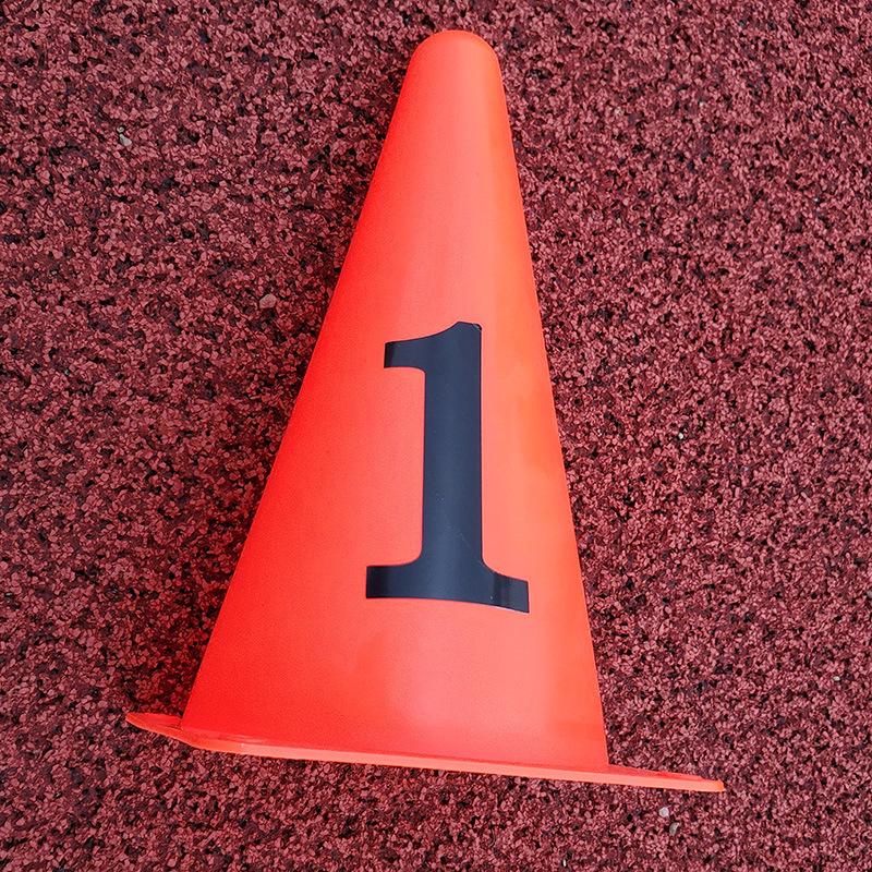 Numbered Training Cones 1-10 for Basketball and Football, 23CM Track & Field Lane Markers