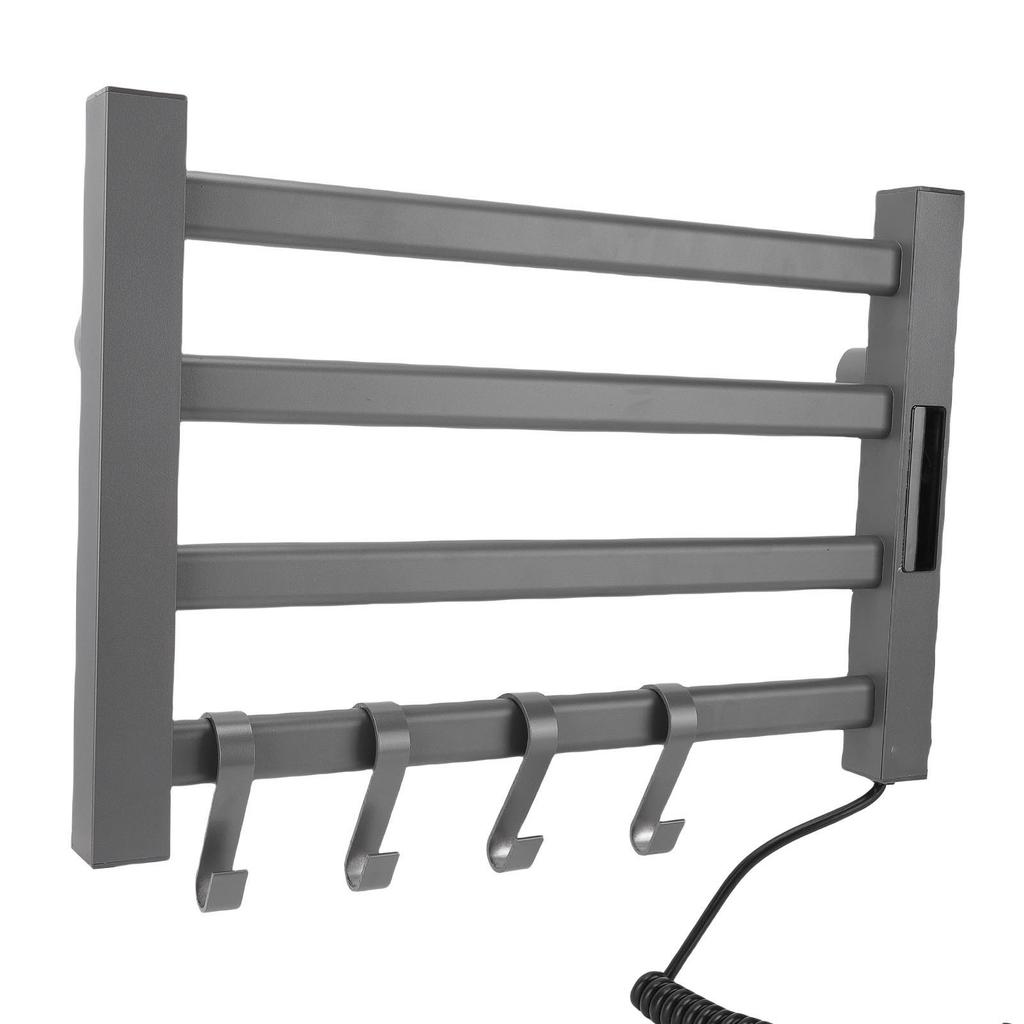 4 Towel Warmer Rack Smart Touch Control Wall Mounted Towel Heater Rack for Bathroom Gray Right Line 45x35cm