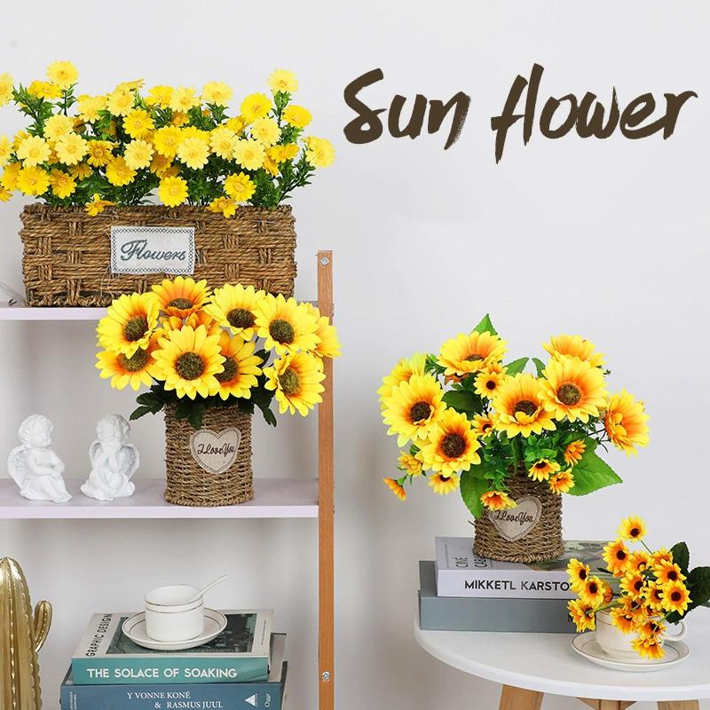 1 Bunch Silk Sunflower Realistic Artificial Flowers Bouquet Home Decor Fake Flowers Wedding Bouquet 24 Sunflower