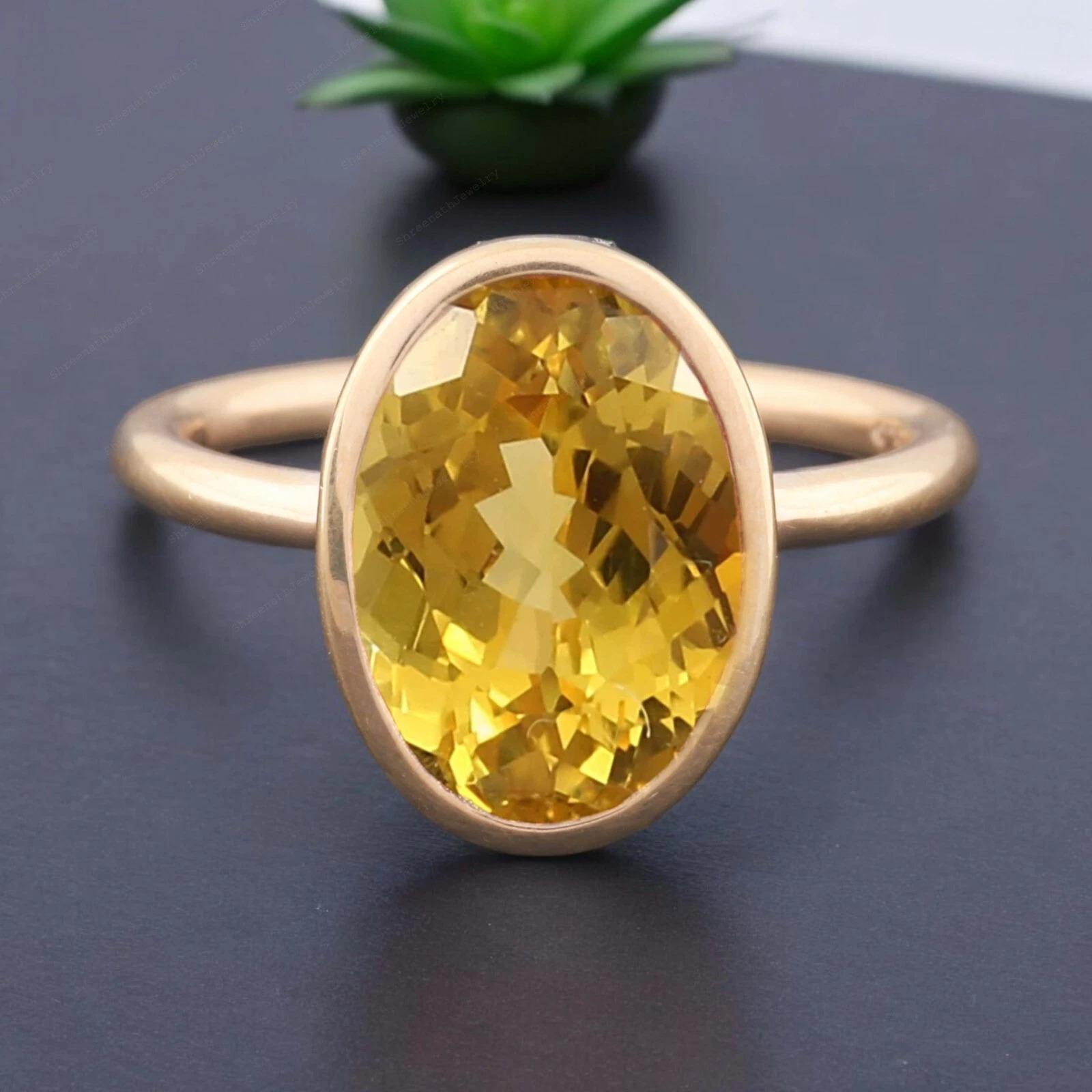 

Натуральный желтый сапфир овальной огранки 5,45 карата, кольцо ручной работы из 14-каратного желтого золота S синий