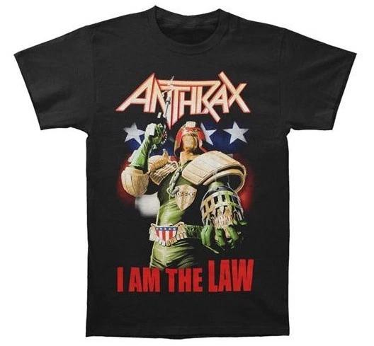 Anthrax JUDGE DREDD I AM THE LAW 100% Cotton T-shirt Mens Tees Top NEW Heavy Metal Band 100% Authentic XL
