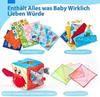 Hahaland Baby Toys 6-12 Months Montessori Sensory Tissue Box, Colorful Fabric Tabs Sensory Motor Skills Learning Toy for Boys Girls Gifts