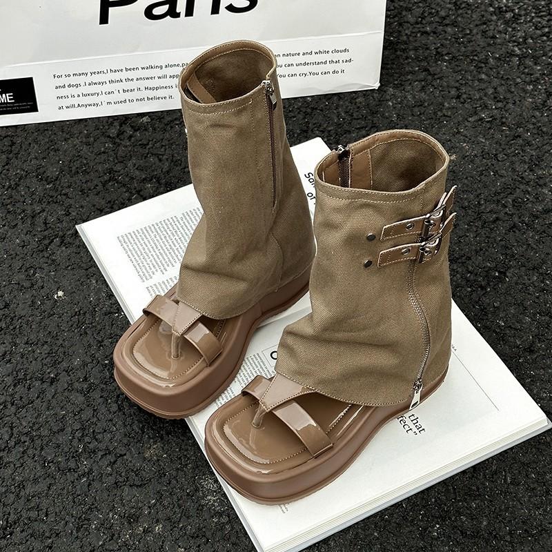 

Интернет знаменитость взрыв дизайн чувство ниша брюки сапоги сандалии женские летние ковбойские короткие сапоги толстая подошва короткие одинарные сапоги 40