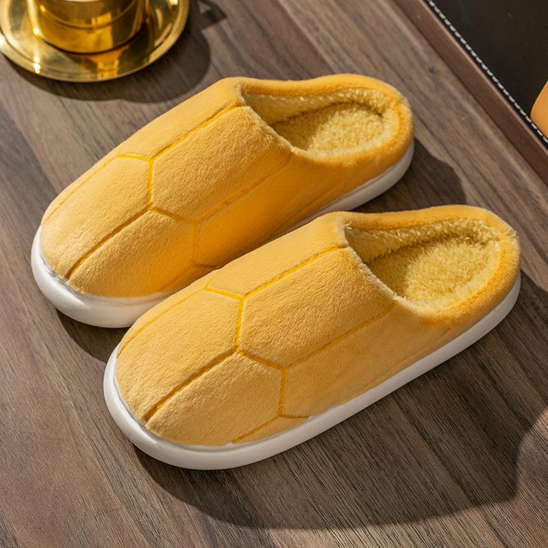 Heel cotton slippers, piled and thickened indoor home warmth in winter, plush cotton shoes