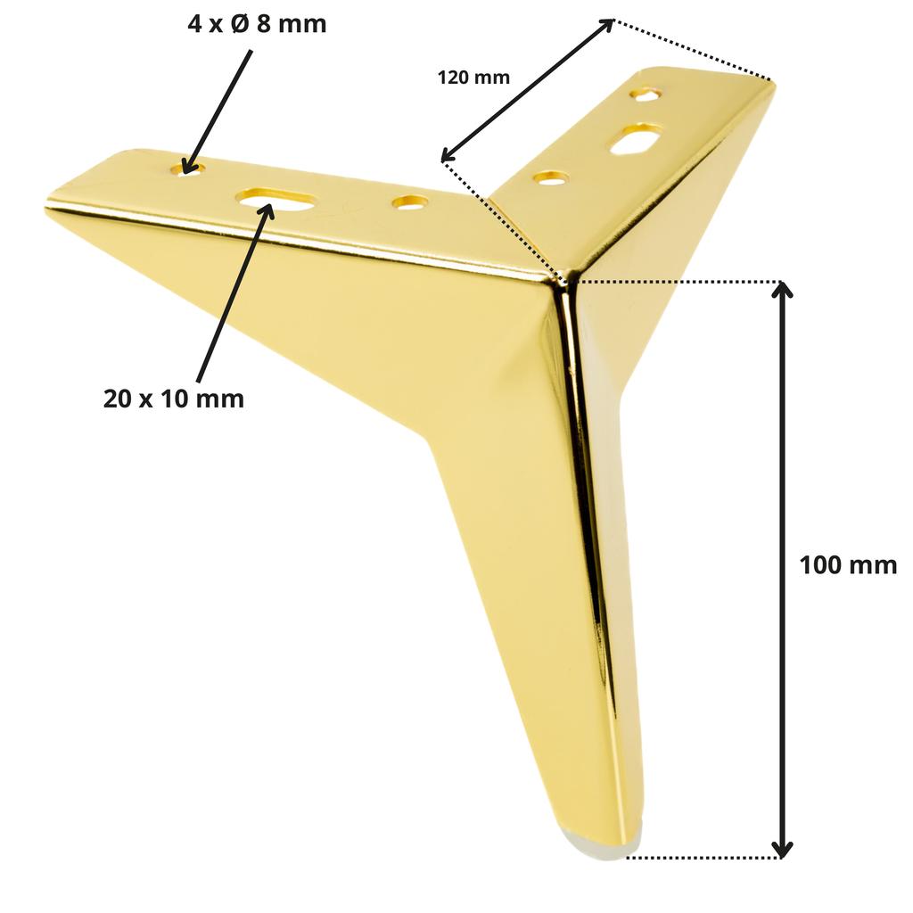 Star furniture leg, gold chrome, height 10 cm