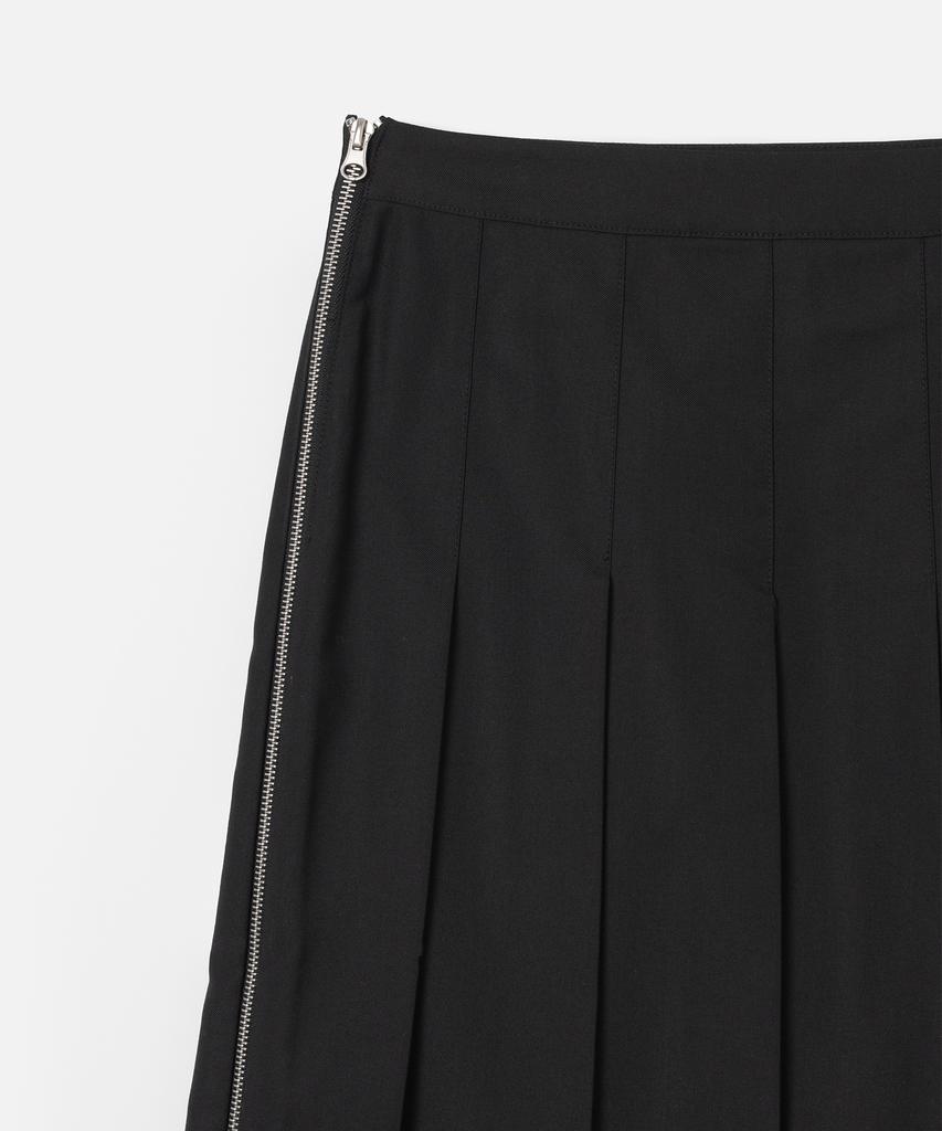 Milo Woman Zipper Layered Pleated Skirt [Black]