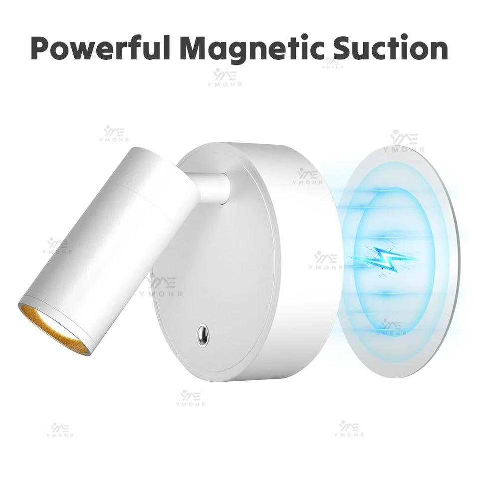 Intelligent Wall Light LED Table Lamp Touch 3-Color Dimmable 350° Rotatable USB Rechargeable Bedroom Bedside Night Light