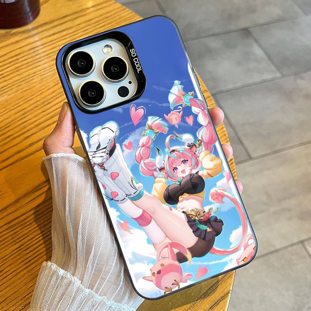 Чехол для телефона Genshin Impact  Девушка-Бык  V-Varesa Для iPhone 16 17 15 14 12 13 Pro Max Черный Матовый Конфетный Ударопрочный Чехол iPhone14