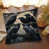 1Pc Vintage Style Crow Flock Printed Throw Pillow Cover, Suitable For Sofa, Bedroom, Living Room, A Unique Gift For Bird Lovers.