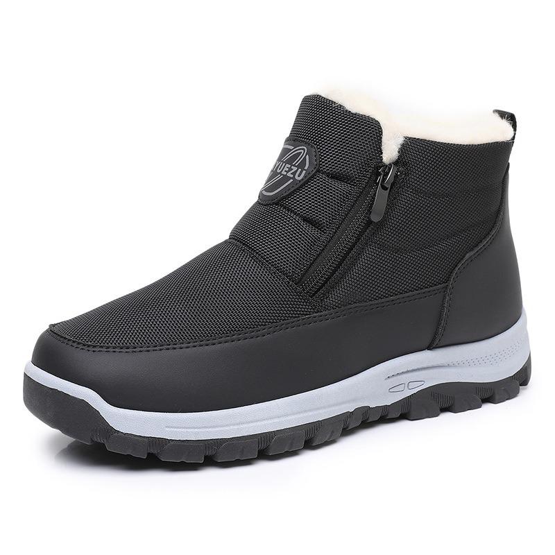 Men's Beijing Style Winter Shoes, Non-Slip Snow Boots with Faux Fur Lining, Warm Comfortable Cotton-Padded Cloth Shoes for Men