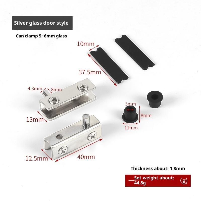1 Set Easy Installation With No Drilling Needed Stainless Steel Glass Door Hinges Suitable For 5~6Mm Glass Pack Of 2