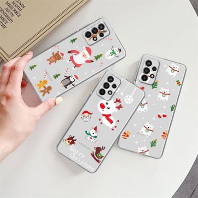 Clear Case For Samsung Galaxy A52 A12 A51 A32 A21s A71 A32 A22 50 A70 A31 A72 5G Phone Cover Cute Cartoon Doll Christmas