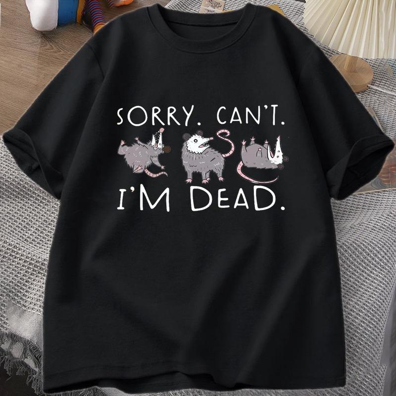 Posem T-shirt Suitable for Opossum Lover Fun Pattern Tshirt Anxiety Attack Unisex Cotton Short Sleeve Pattern T-shirt Street Wear