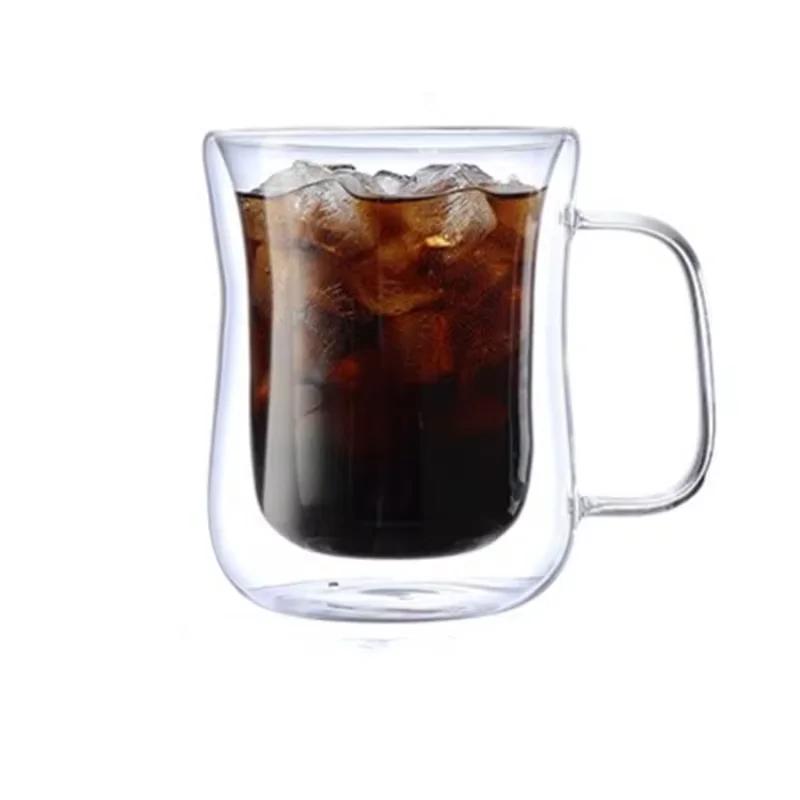 Heat-Resistant Double Wall Glass Cup Beer Coffee Cup Handmade Beer Tumbler Mug Tea Juice Whiskey Mugs Transparent Drinkware