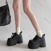 Retro British Style Black Leather Shoes New Spring Autumn Pumps for Women Heightening Thick Bottom Mary Jane Heeled Single Shoes