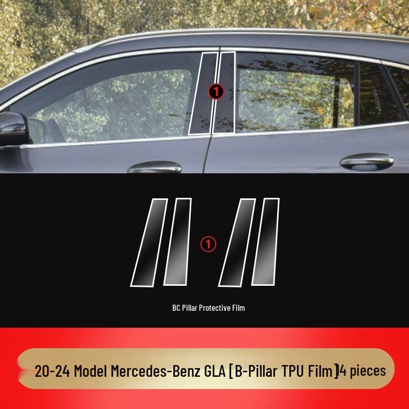 Compatible Interior Films for 25 Mercedes-Benz GLA/GLB Models: Navigation Screen, Gear Shift, and AC Stickers in HD TPU.