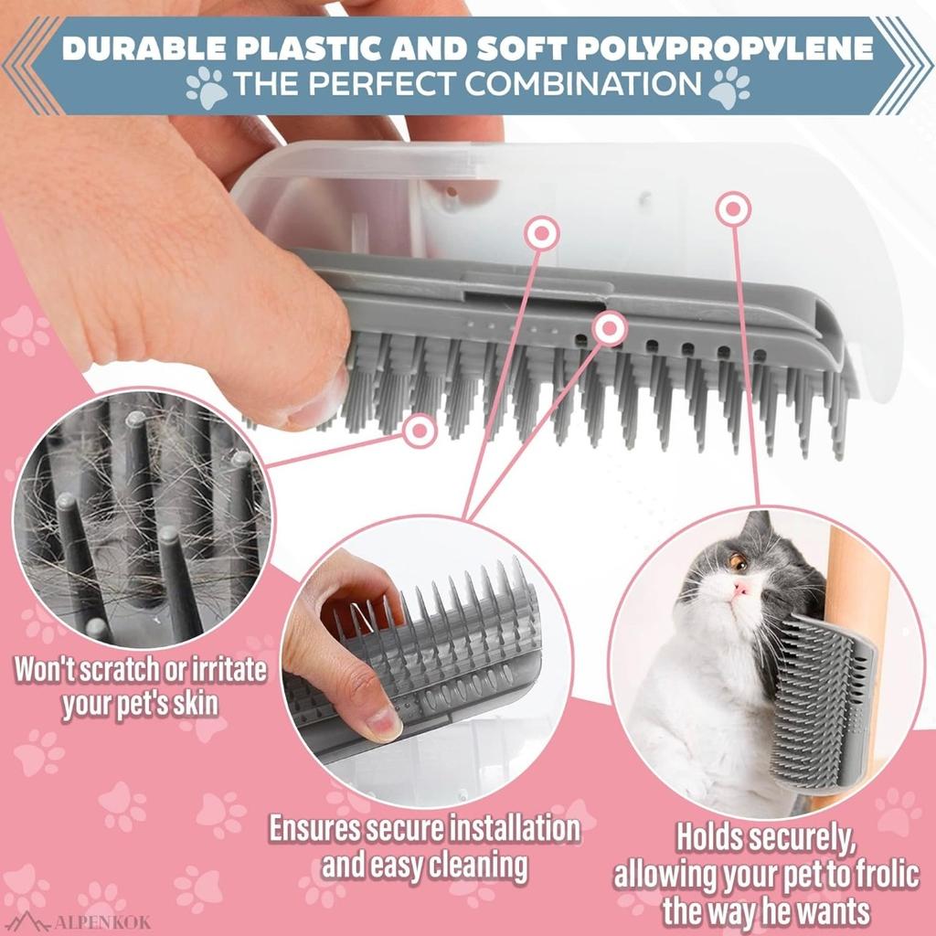 Cat Brush Comb Cat Toy with Catnip Cat Wall Brush Corner Cat Scratcher Massage Self Groomer Comb Pet Brush Corner Cat Scrubber