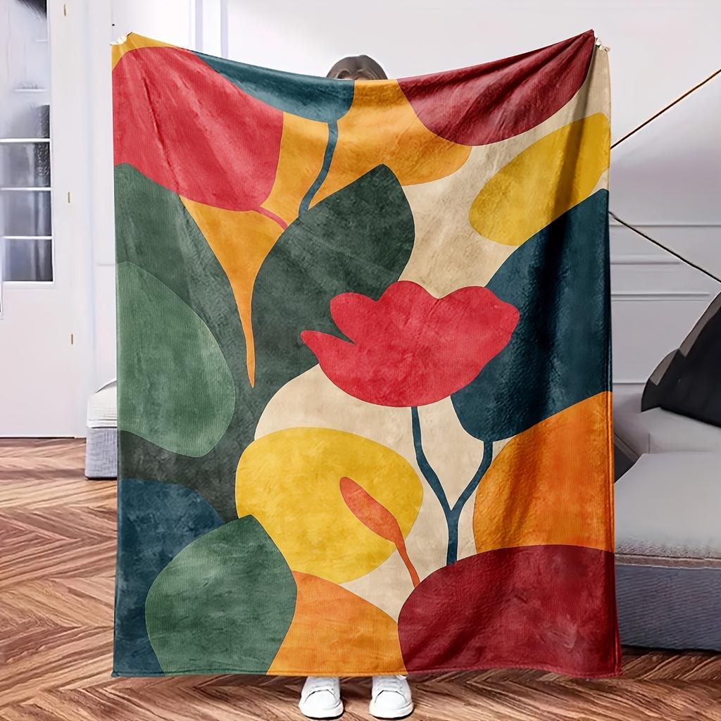 Fruit and Leaves on White Background.-Themed Blanket - Comfortable Flannel Fabric Hypoallergenic Suitable for All Seasons - Ideal