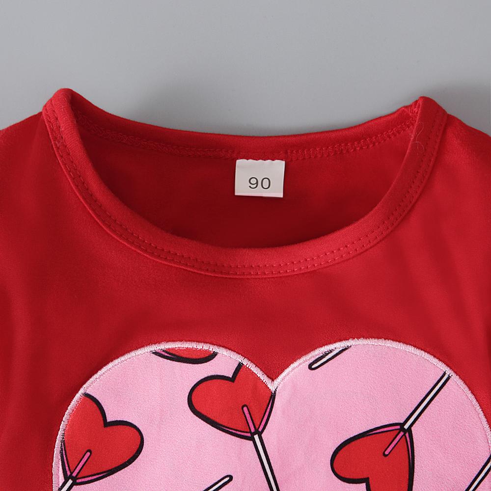 Děti Děti Dívky Loving Heart Potištěné šaty Top a Kalhoty 2ks oblečení Oblečení na 1-6 let