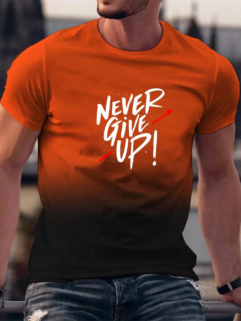 Nikdy se nevzdávejte Letní posilovna Cvičení Trénink Potisk Basketbalu Pohodlný a Prodyšný Top pro Pánské Neformální Elastický s Krátkým Rukávem