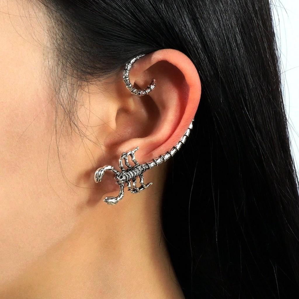 Punk Animal Scorpio Cuff Earrings For Women With Black Plated Jewelry Alloy