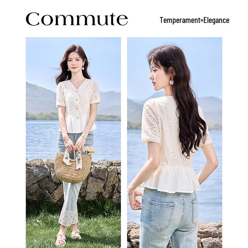 Elegant Lace V-Neck Resort Blouse