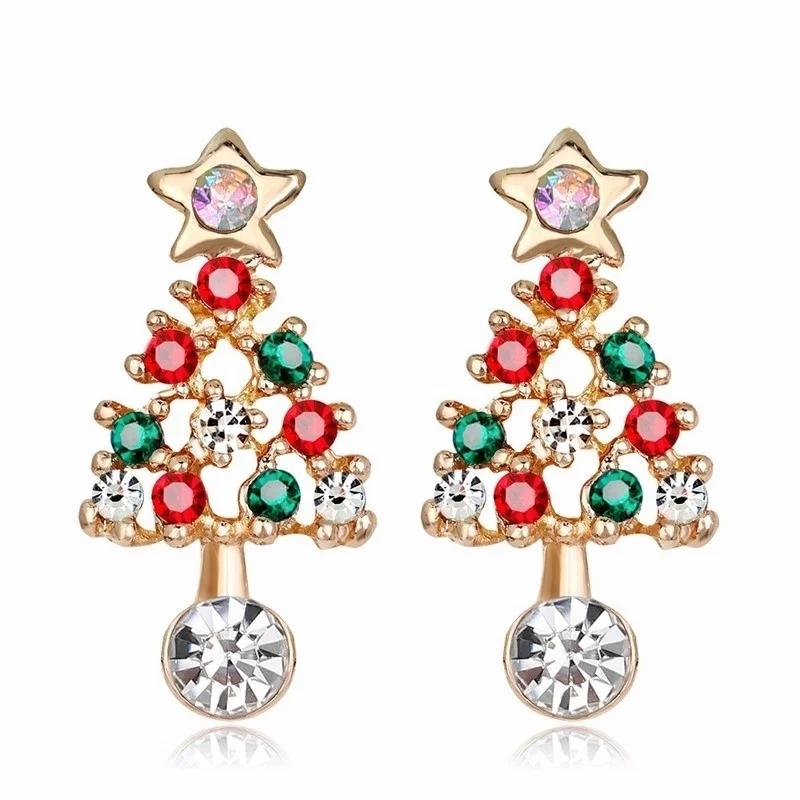 Luxury Design Women Christmas Earrings Rhinestone Earrings Christmas Jewelry Gifts Earrings Christmas Tree Party Earrings Trendy
