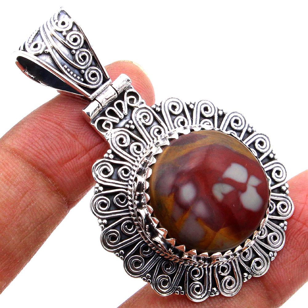 Arisha Silver 925er Sterlingsilber handgefertigte antike Anhänger, Massivsilber Anhänger Los 7 Stück mit natürlichen Edelsteinen