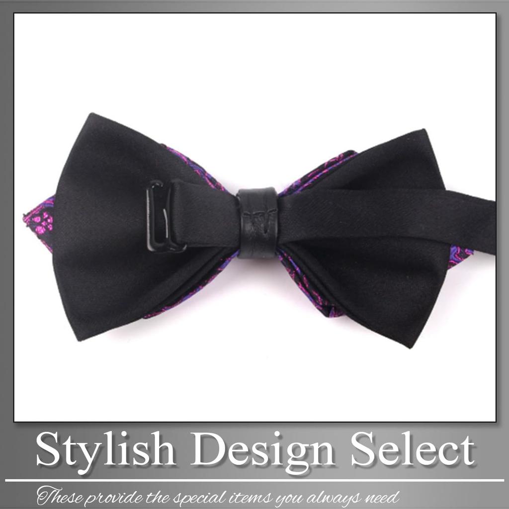 [Buzz Selection] Jacquard Double Bow Tie, Suitable for Weddings, Business, Stylish, Unique, Glossy, Elegant, Men's AC531 (Silver)