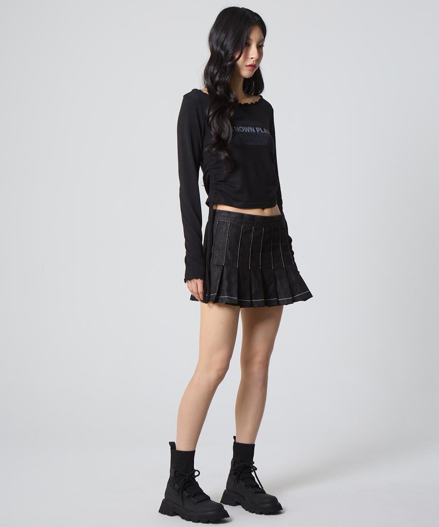 Unknown Planet Pleated Mini Skirt Indigo