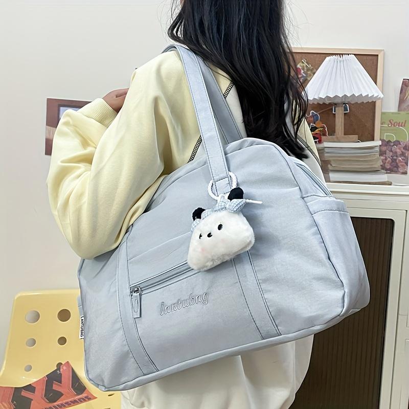 Chic Nylon Tote Bag for Women Lightweight, Large Capacity, Casual Korean-Style Fitness & Travel Shoulder Bag with Zipper