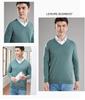 Men's 100% Pure Wool V-Neck Sweater, New Autumn/Winter Business Casual Soft Knit, Long-Sleeve Base Layer.